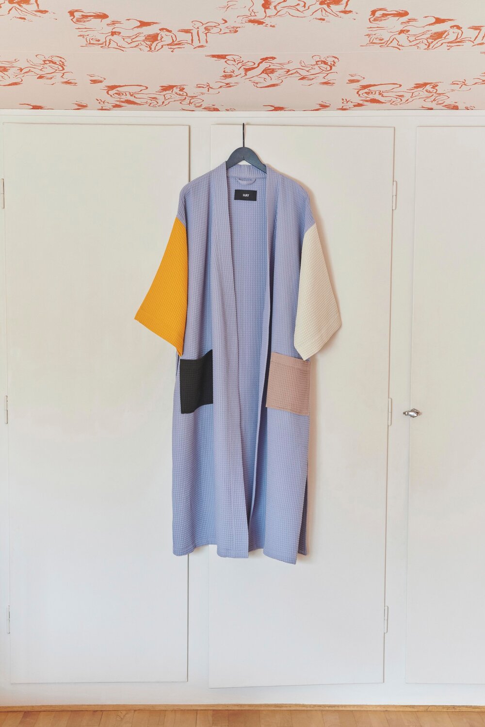 Waffle badekåbe - Dusty blue multi