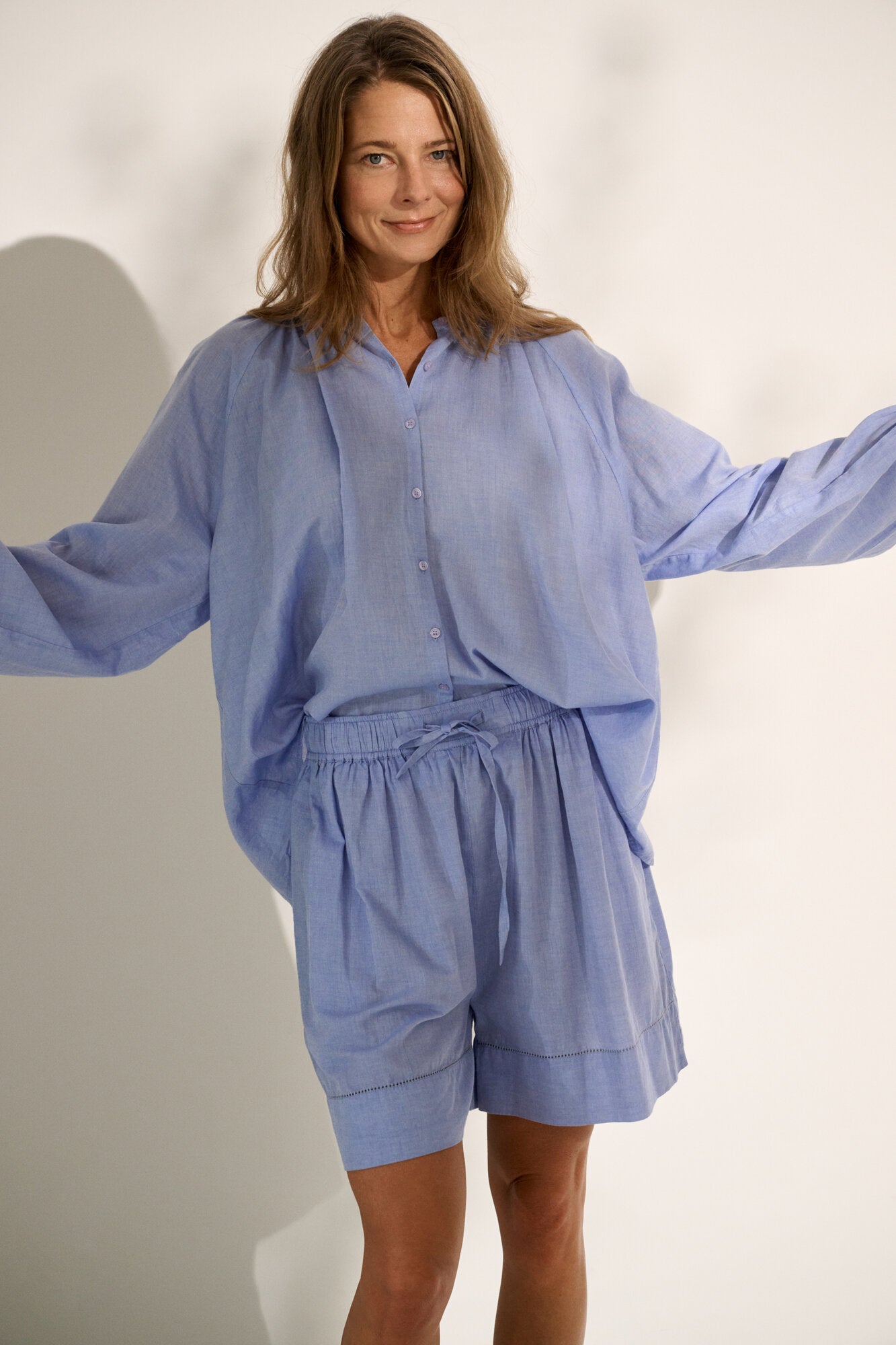 Wake chambray shorts - Light Blue