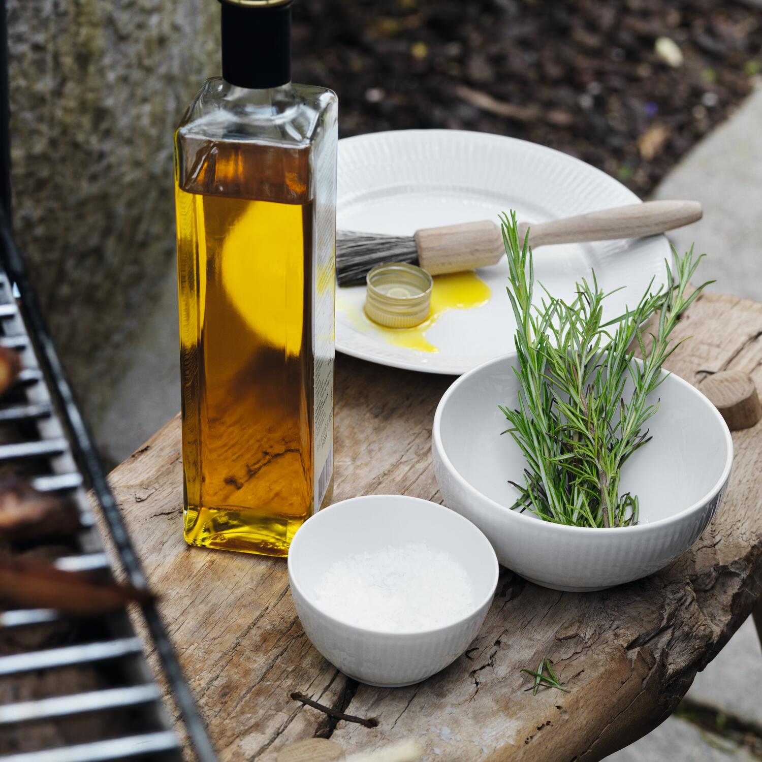 Hvid Riflet salatskål - 310 cl.