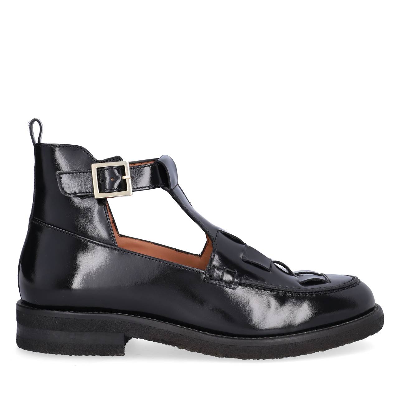 A7023 loafer med rem - Black Egeo Calf 80