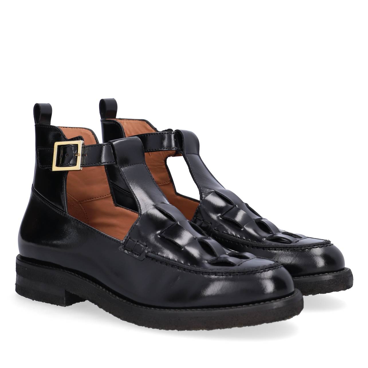 A7023 loafer med rem - Black Egeo Calf 80