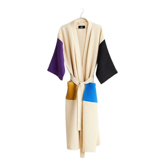 Waffle badekåbe - Cream multi