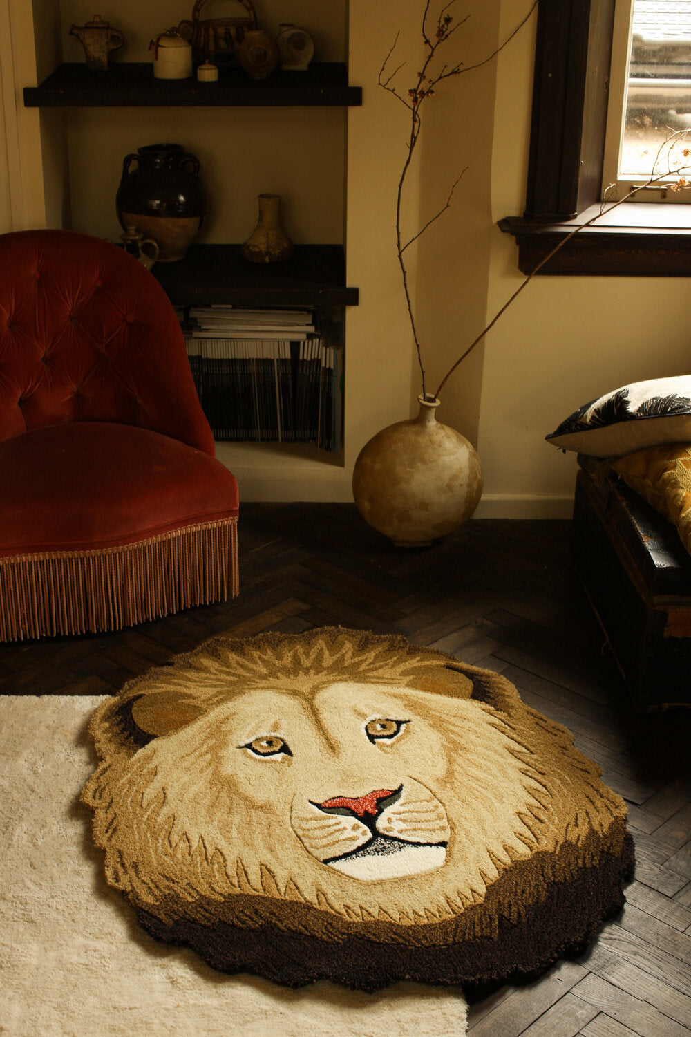 Ari Lion head gulvtæppe, Large - Brown