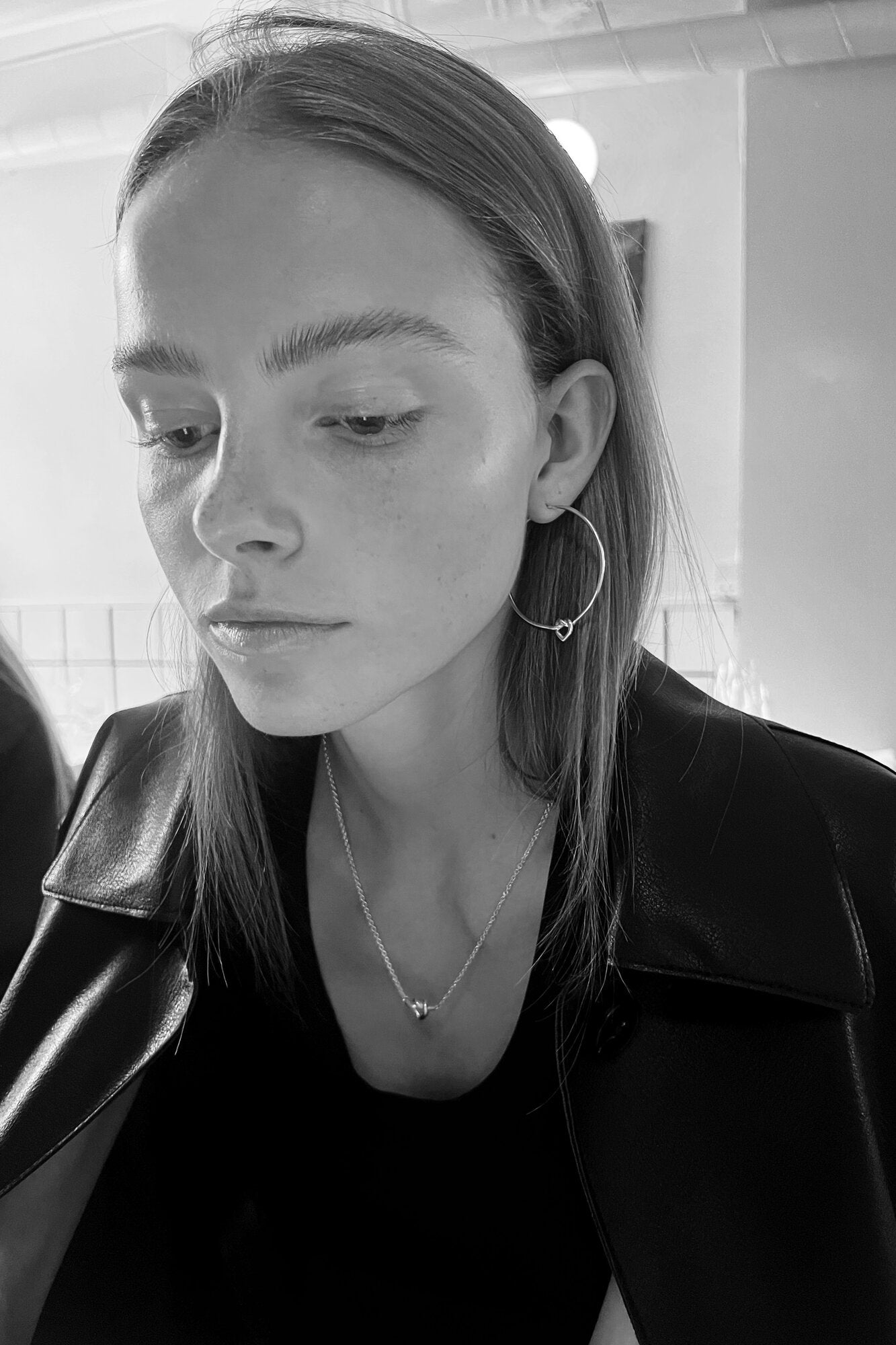 Big Tied Heart hoop - sølv