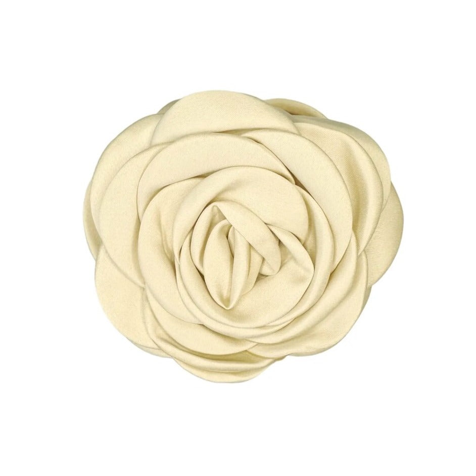 Giant Satin Rose hårklemme - beige