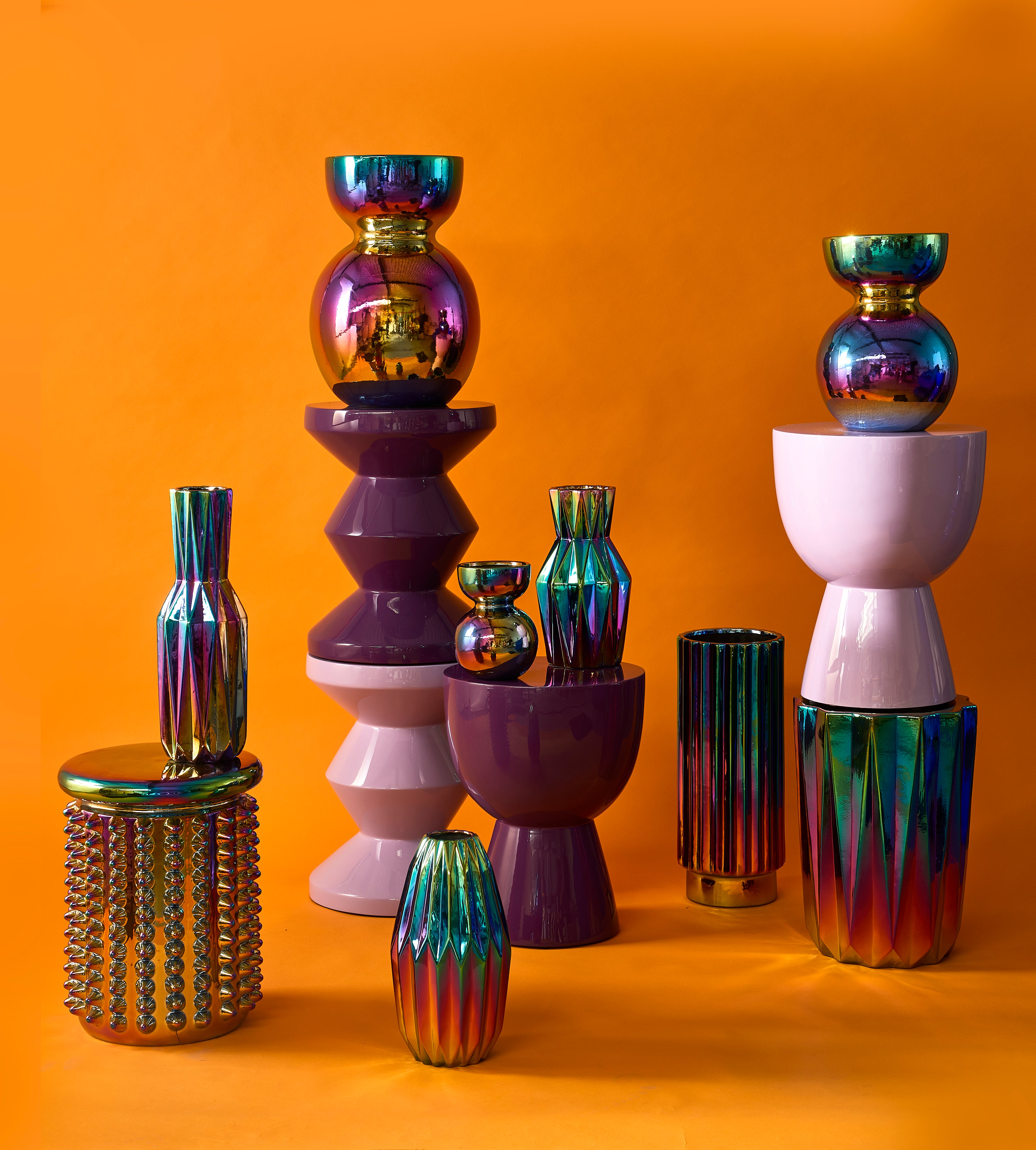 Oily Folds vase, M - multi