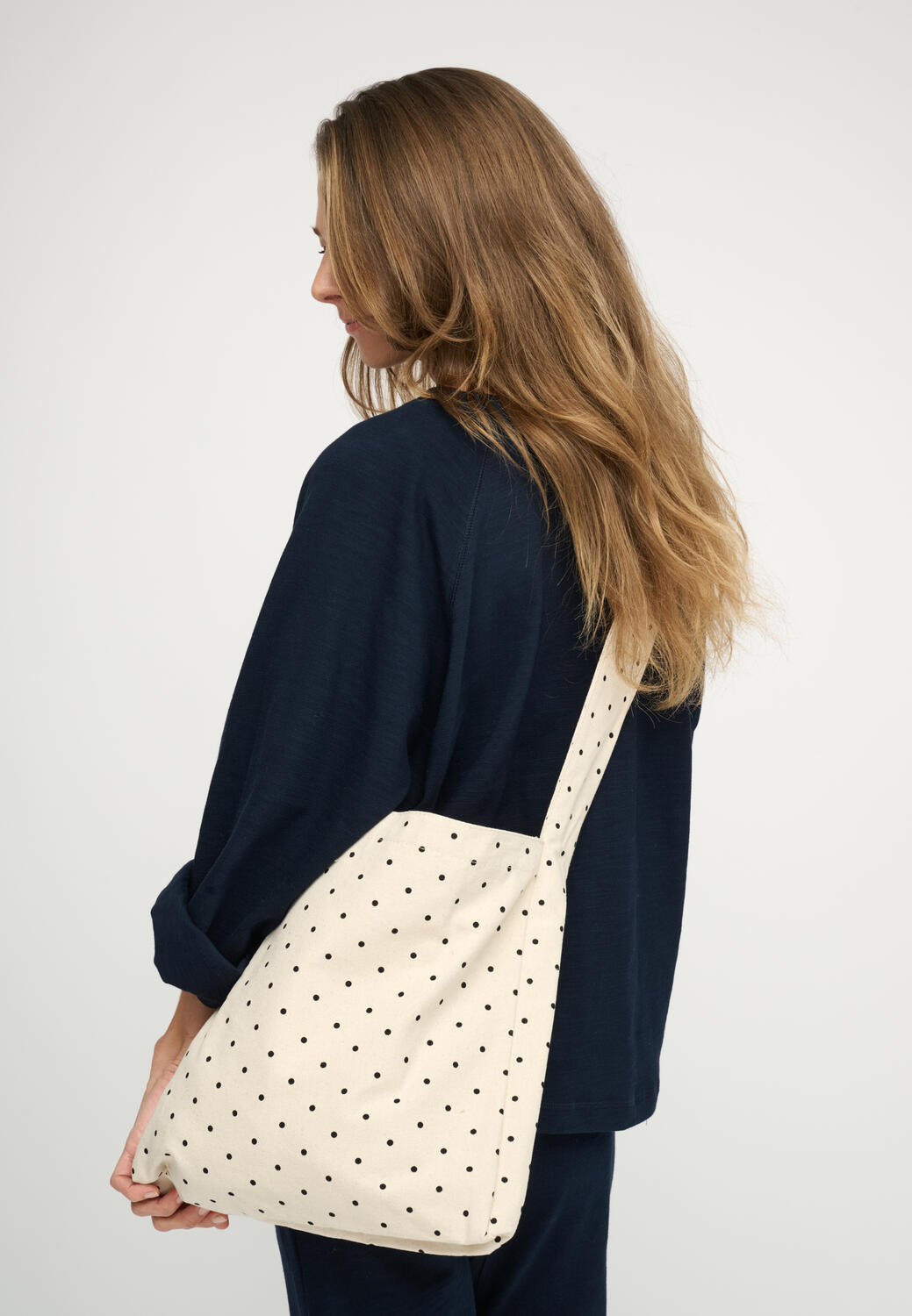Dotted crossbody taske - Ecru/Black dots
