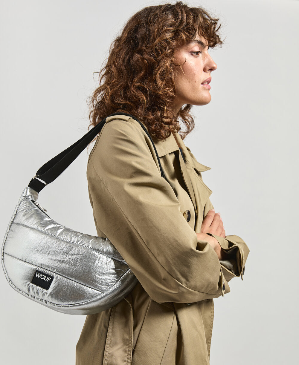 Glossy Crossbody taske - Sølvfarvet