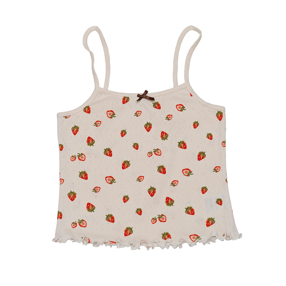 Fei Pointelle top - Strawberry Garden White