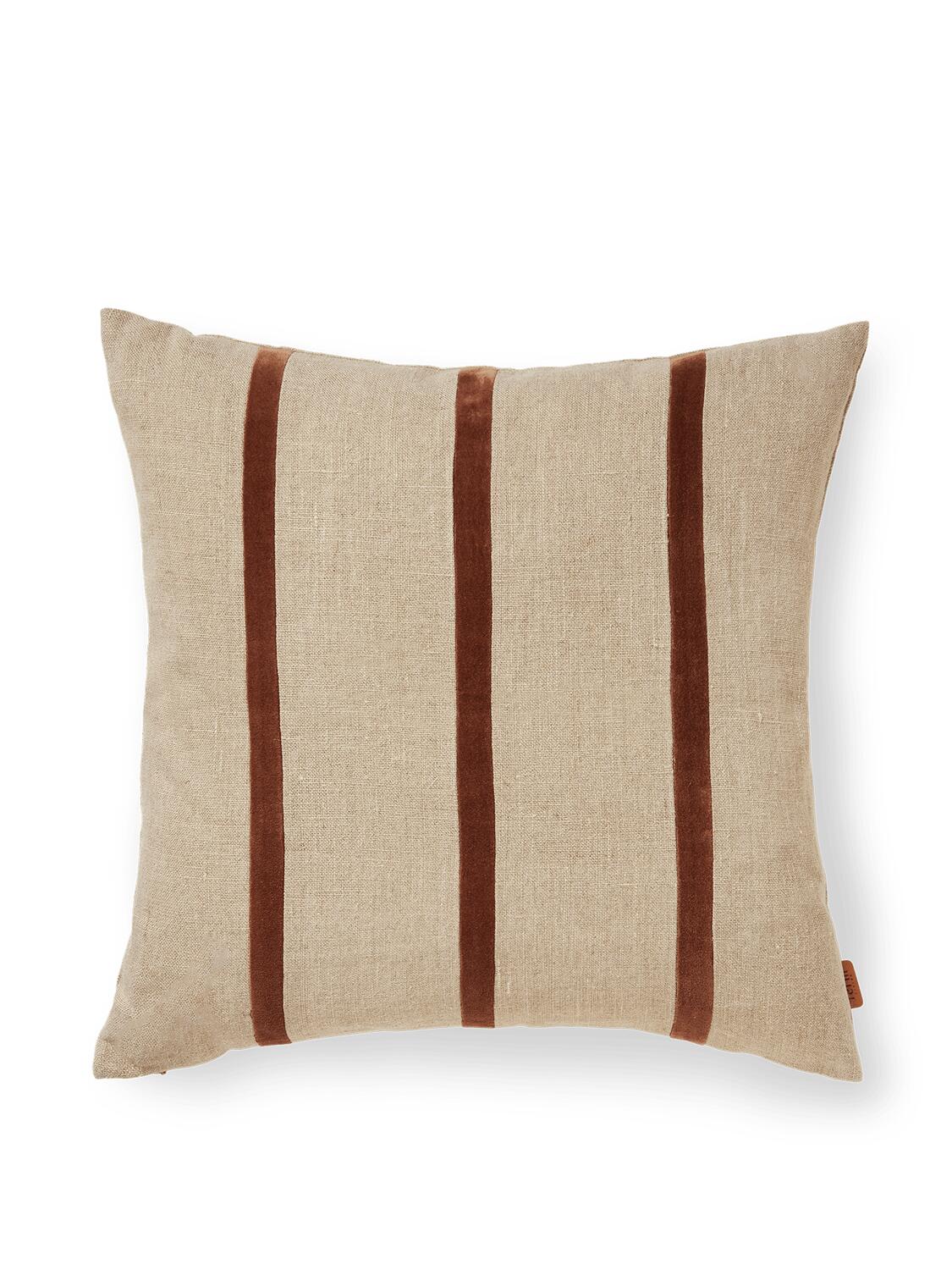 Senti Stripe pyntepude, 50x50 cm - Linen/Carob Brown
