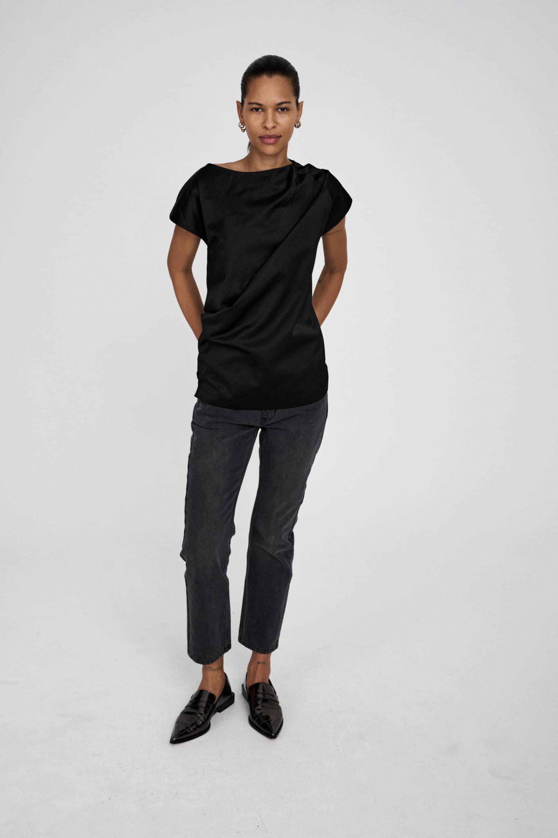 Fine skinny jeans - Washed Black Denim