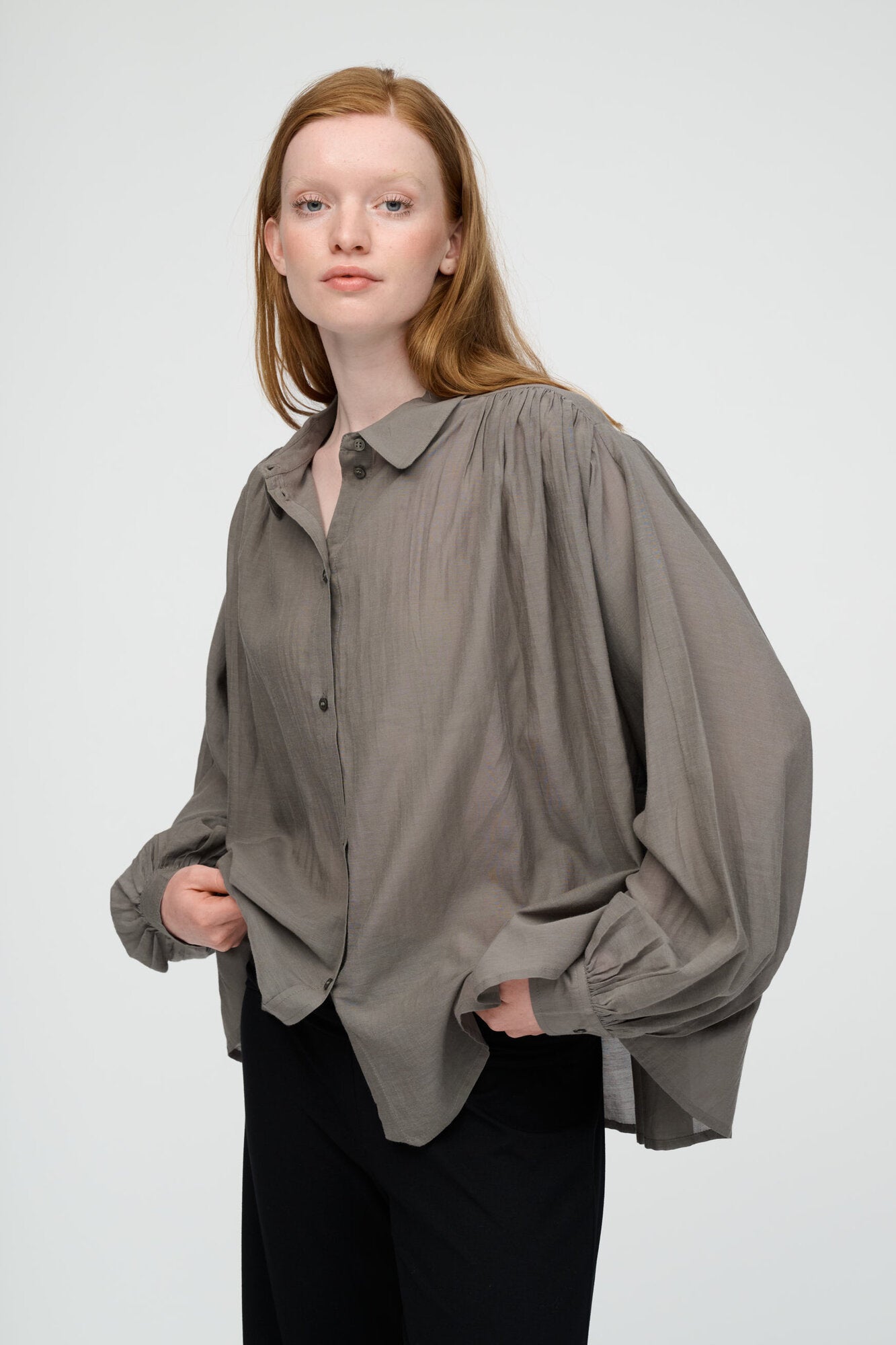 Glow skjortebluse - khaki gray
