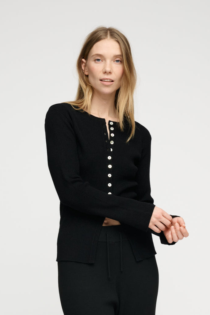 Still Rib cardigan - sort