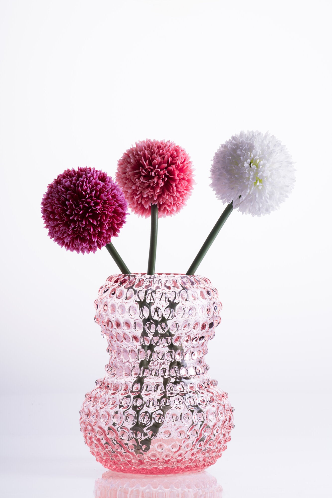 Hobnail Birdie vase, H13 cm - rosa
