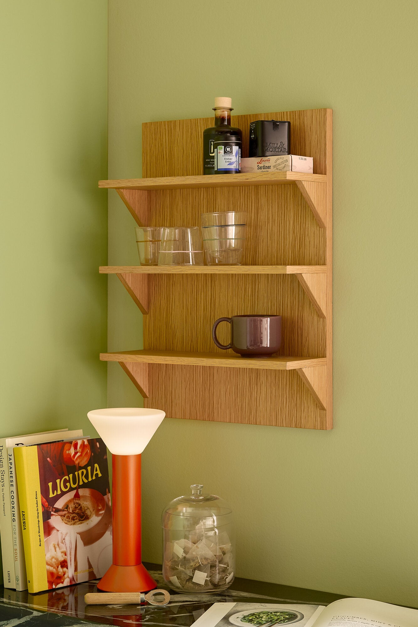 Straight reol, Natur - H54 cm