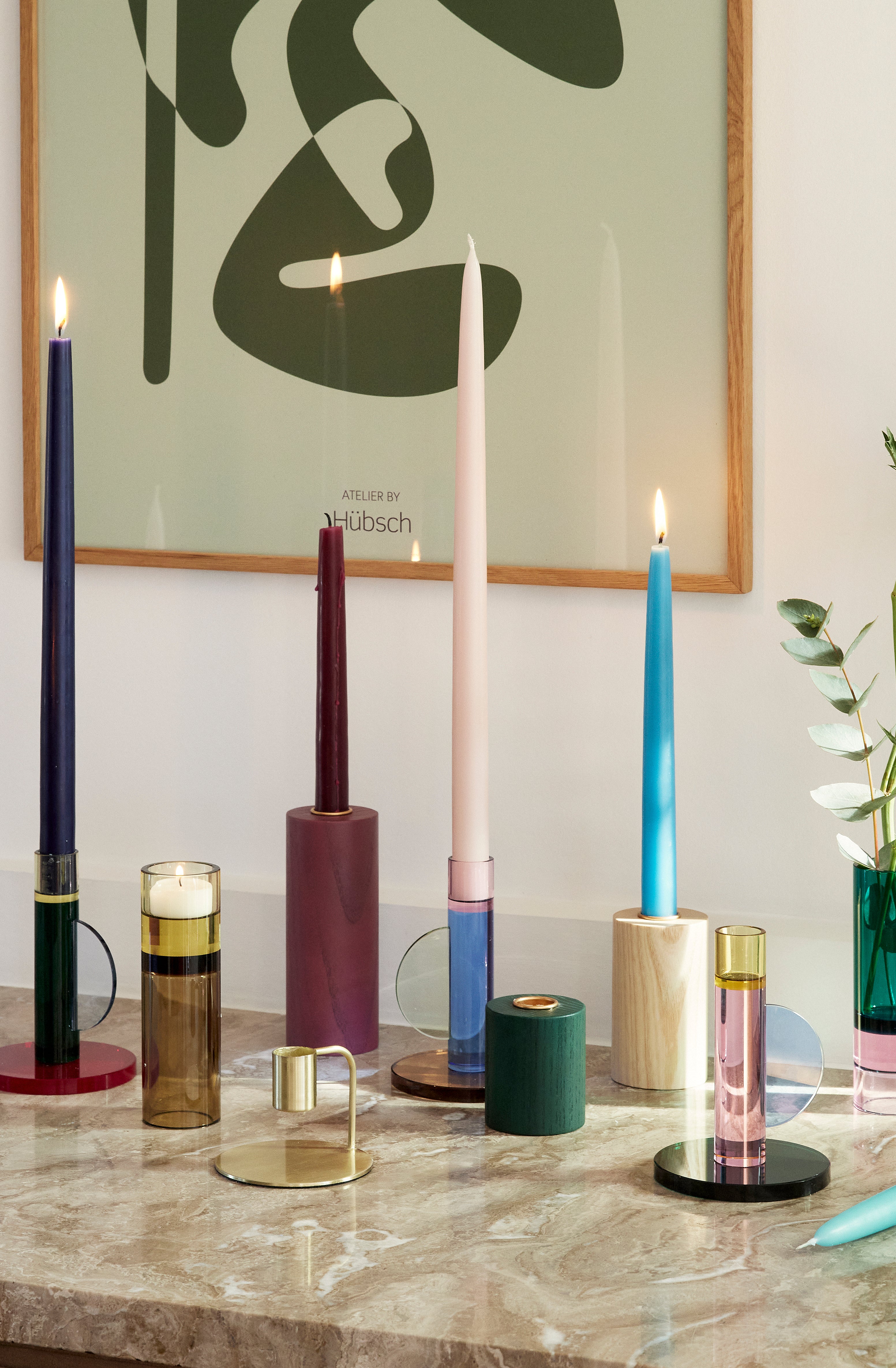 Astro lysestage - blå/brun/lyserød