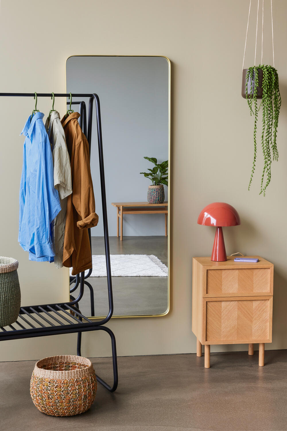 Herringbone sengebord - natur