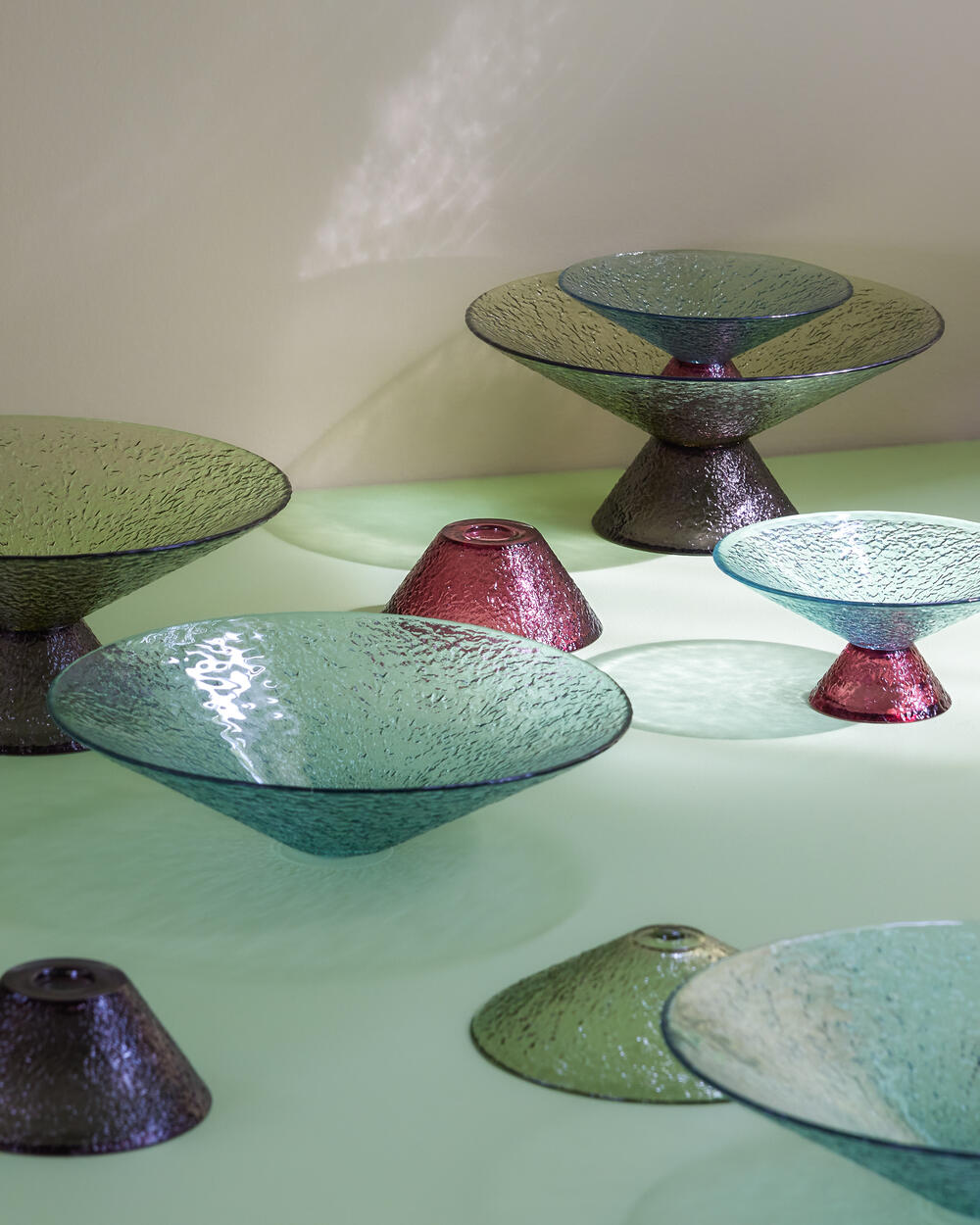 Bonbon glasskål, stor - blå/rød