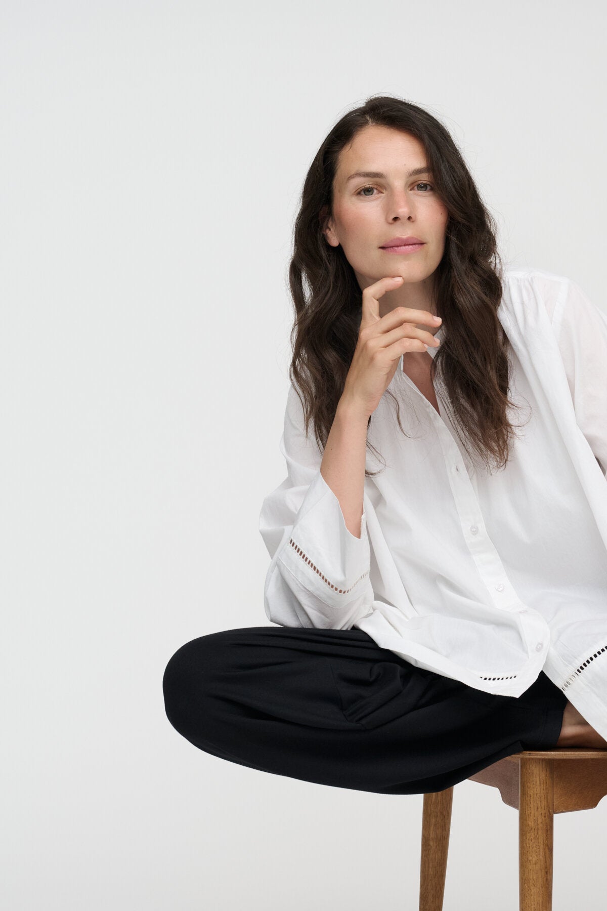 July Poplin skjorte - hvid