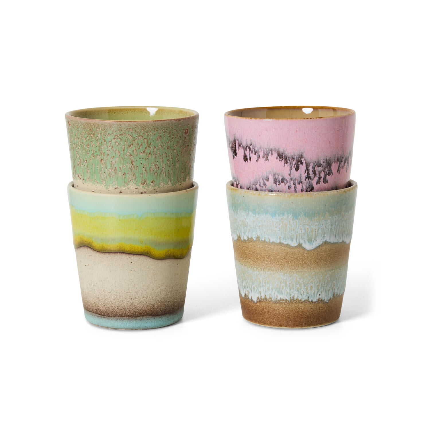 70s Ceramics kaffekopper - Pop Art - 4 stk