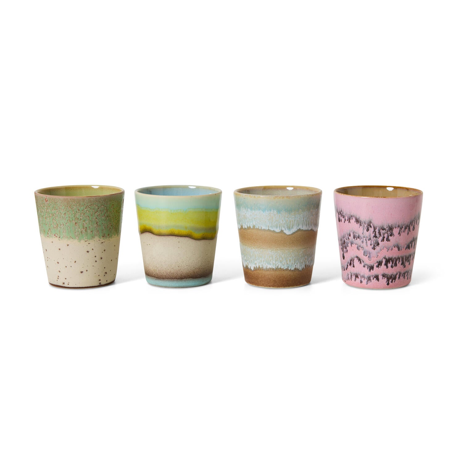 70s Ceramics kaffekopper - Pop Art - 4 stk