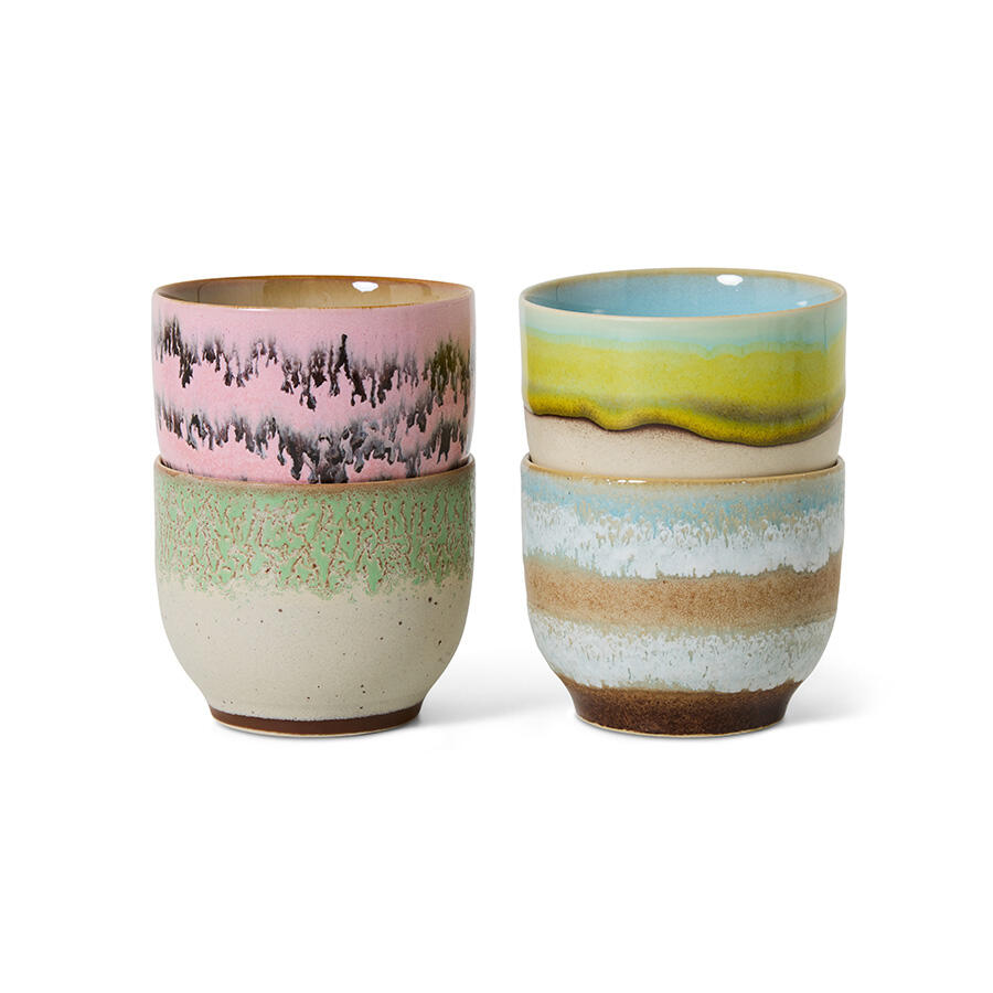 70s Ceramics cafékopper, Deco - 4 stk