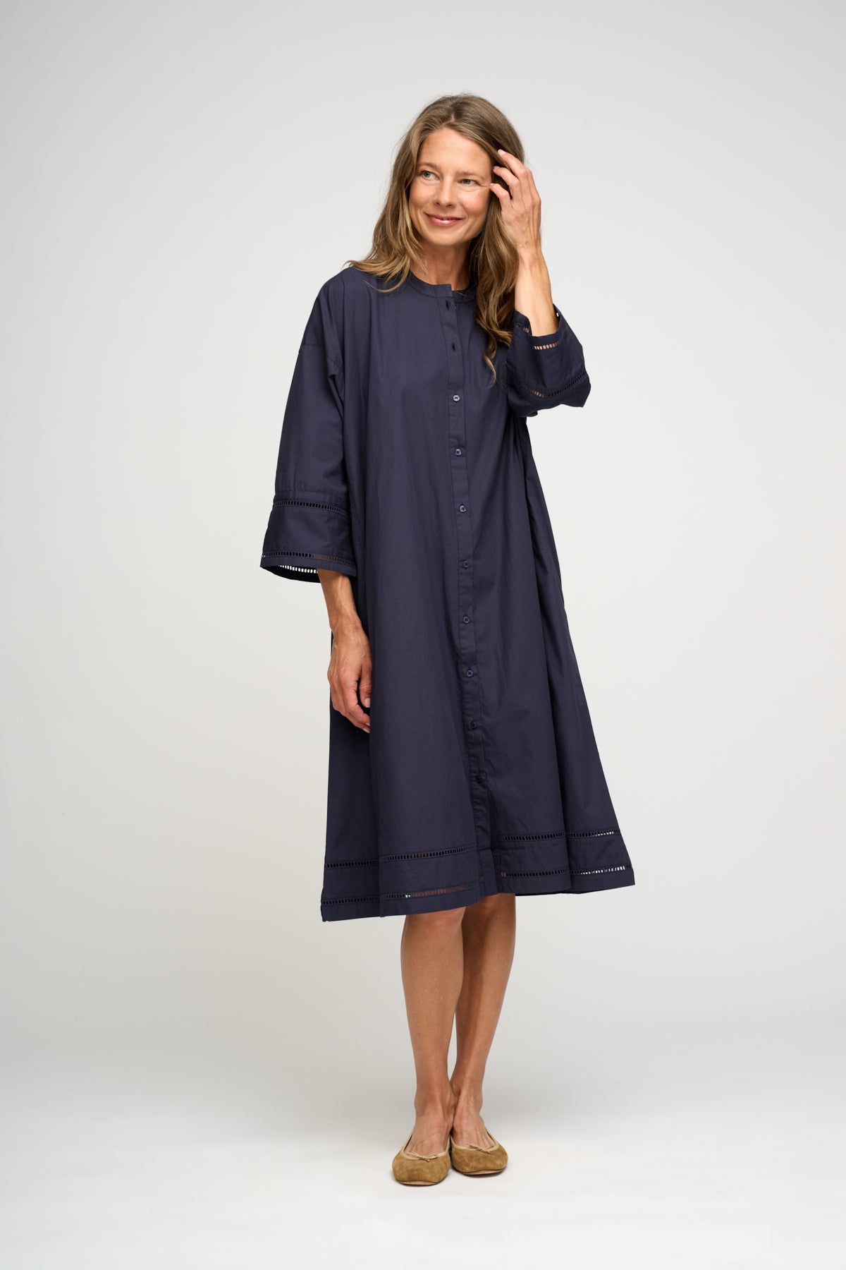 Lively Poplin skjortekjole - Dark Navy
