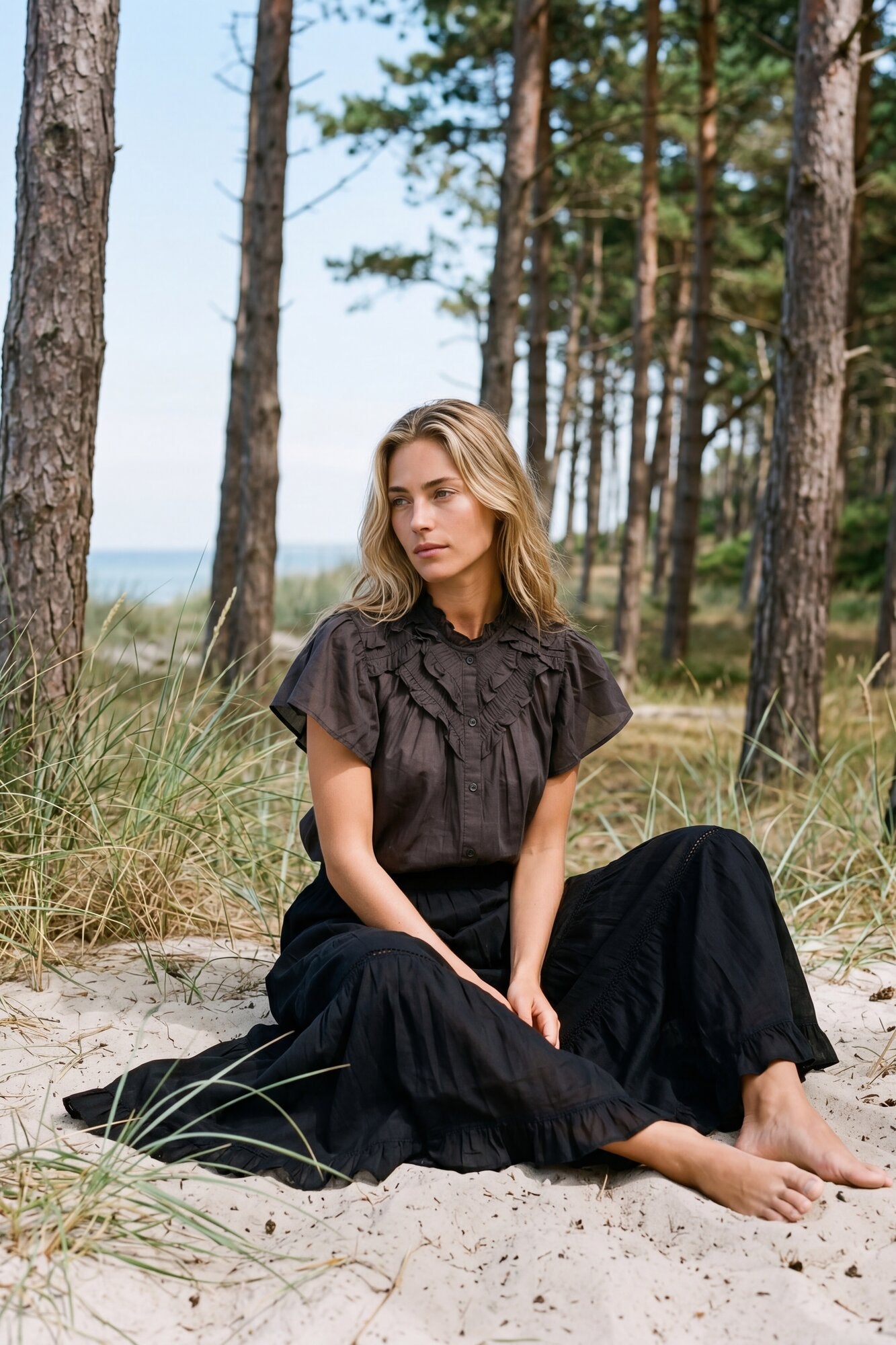 Minsy Voile top - mørkebrun