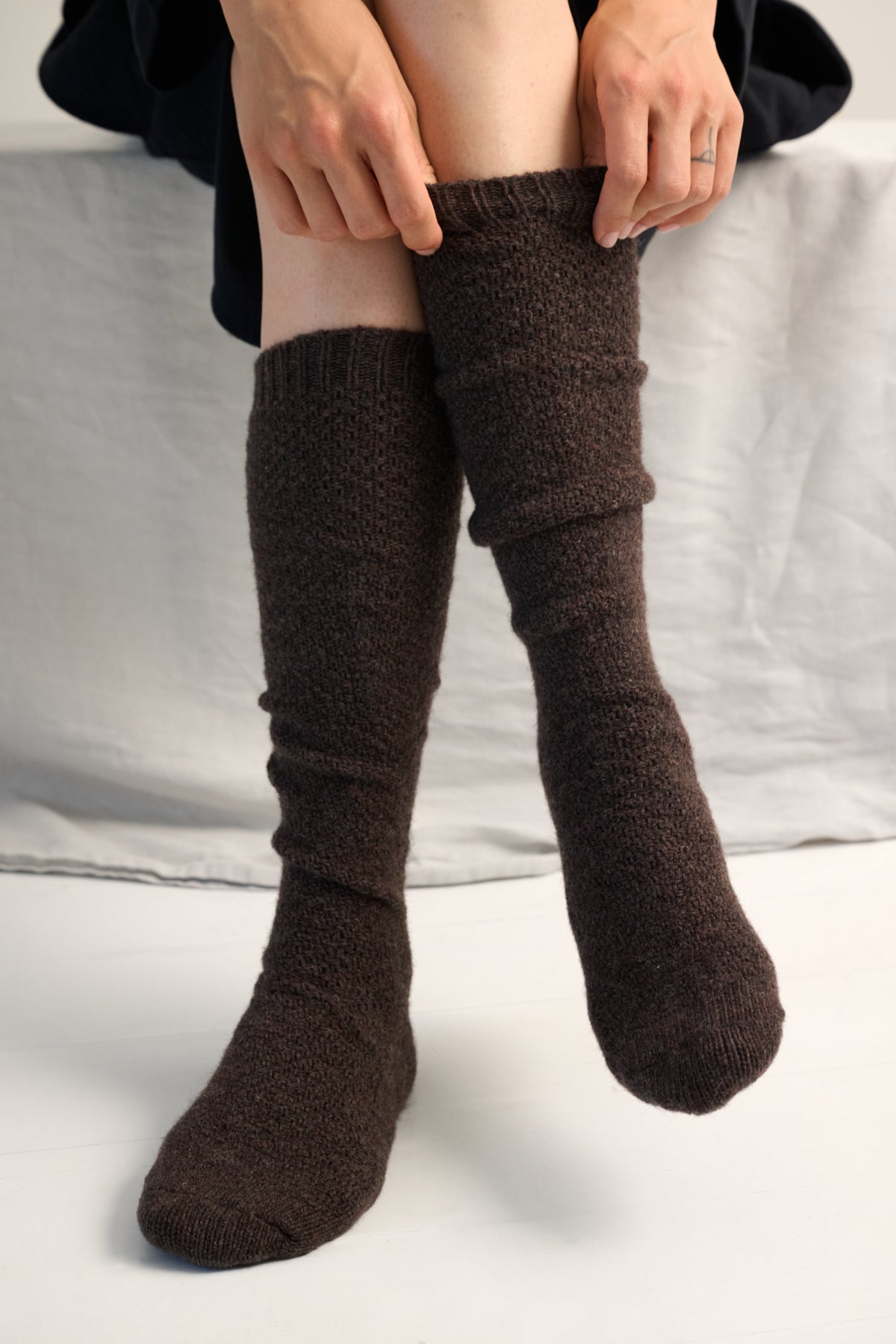 Pearly knæstrømper – Brown Melange