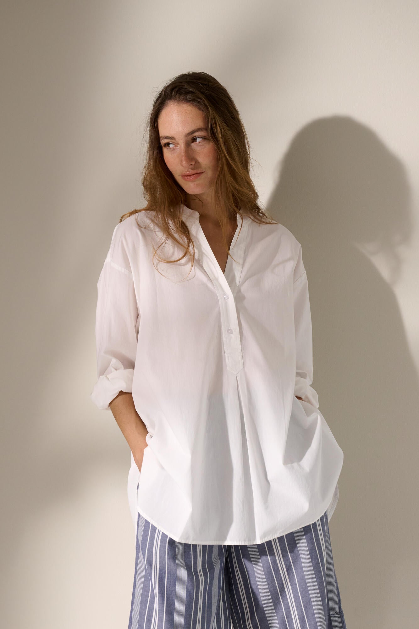 Posy Poplin skjorte - hvid