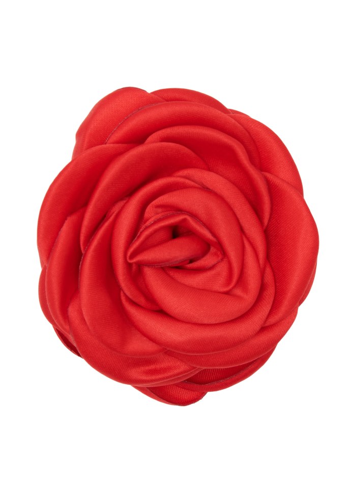 Small Satin Rose hårklemme - Bright Red