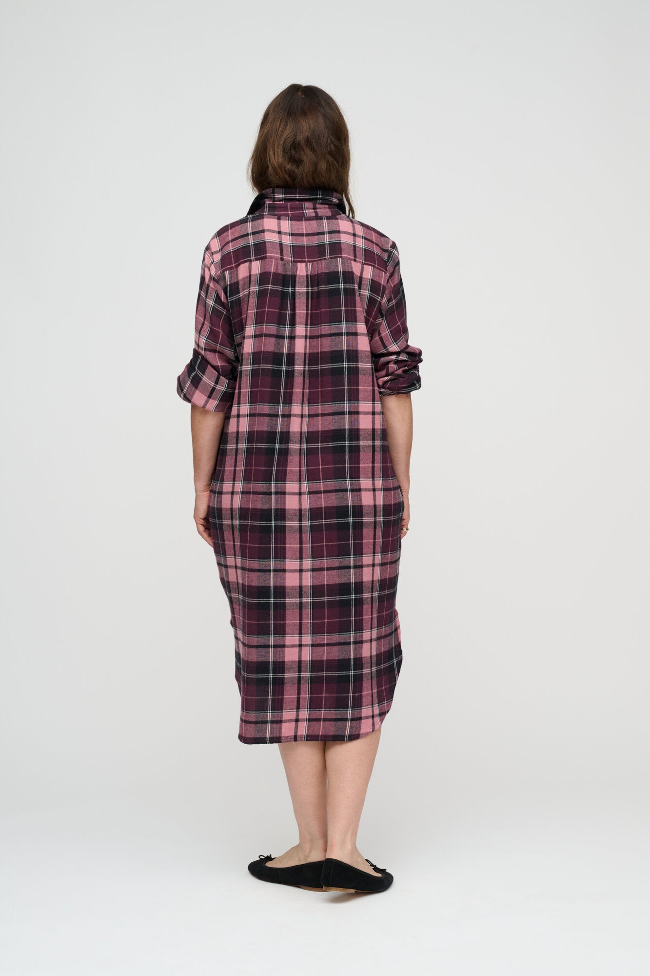 Reason Check skjortekjole – Burgundy/Rose