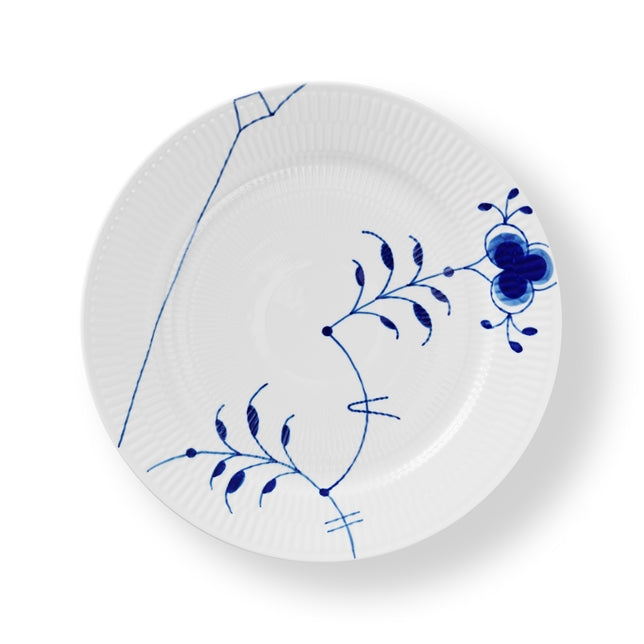 Blå Mega Riflet tallerken, deko 9 - Ø27 cm.