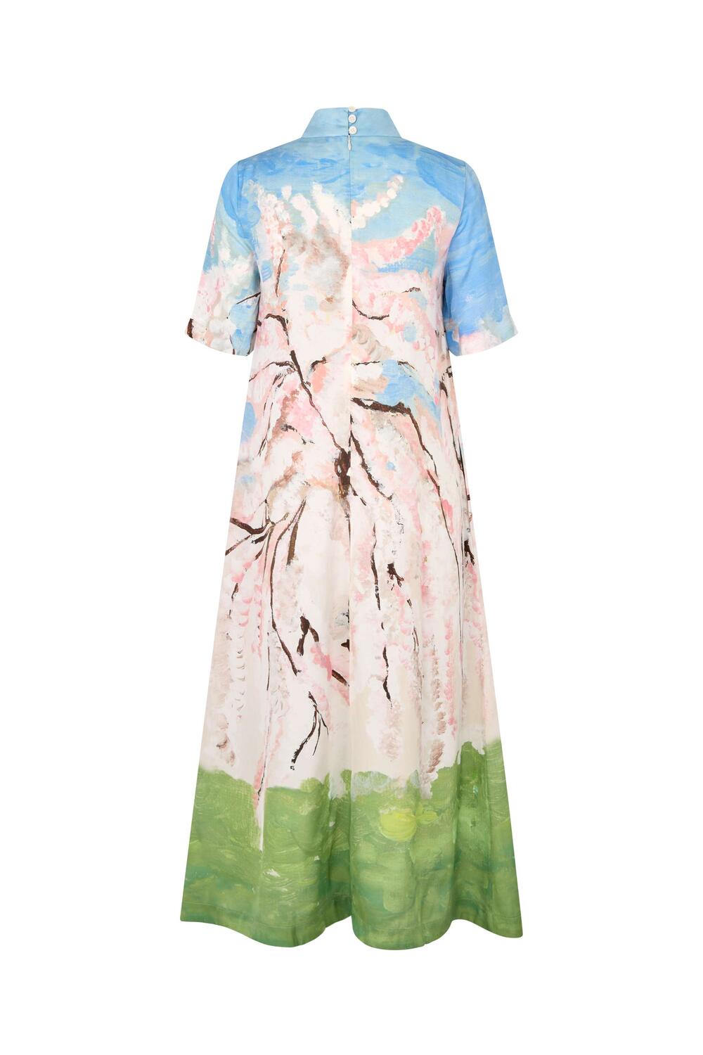 2263 Short Sleeve midi kjole - Cherry Blossom