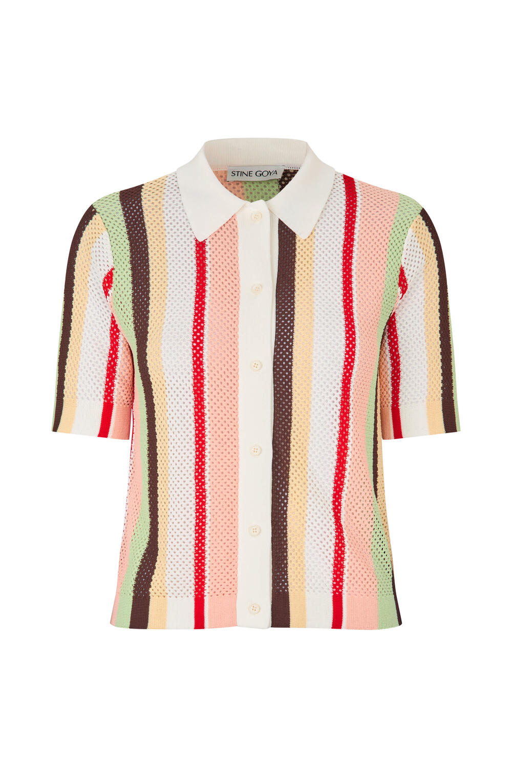 2100 Short Sleeve Crochet polotrøje - Baseball Pinstripes