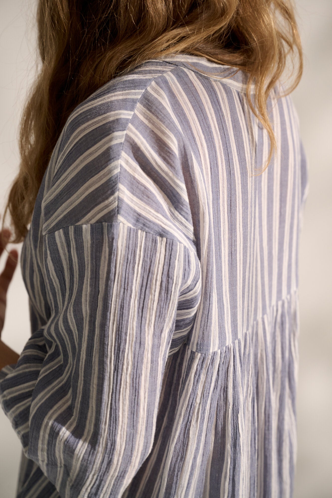 Simple stripe skjorte - Sea blue/ecru