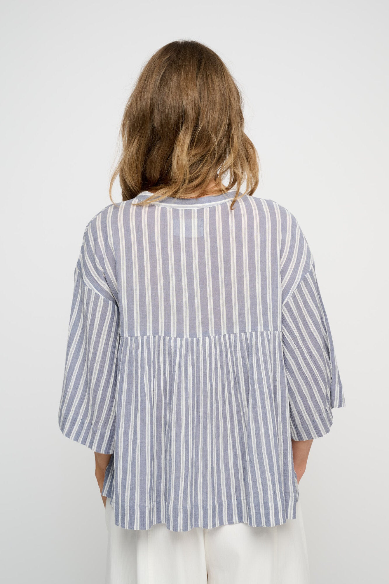 Simple stripe skjorte - Sea blue/ecru