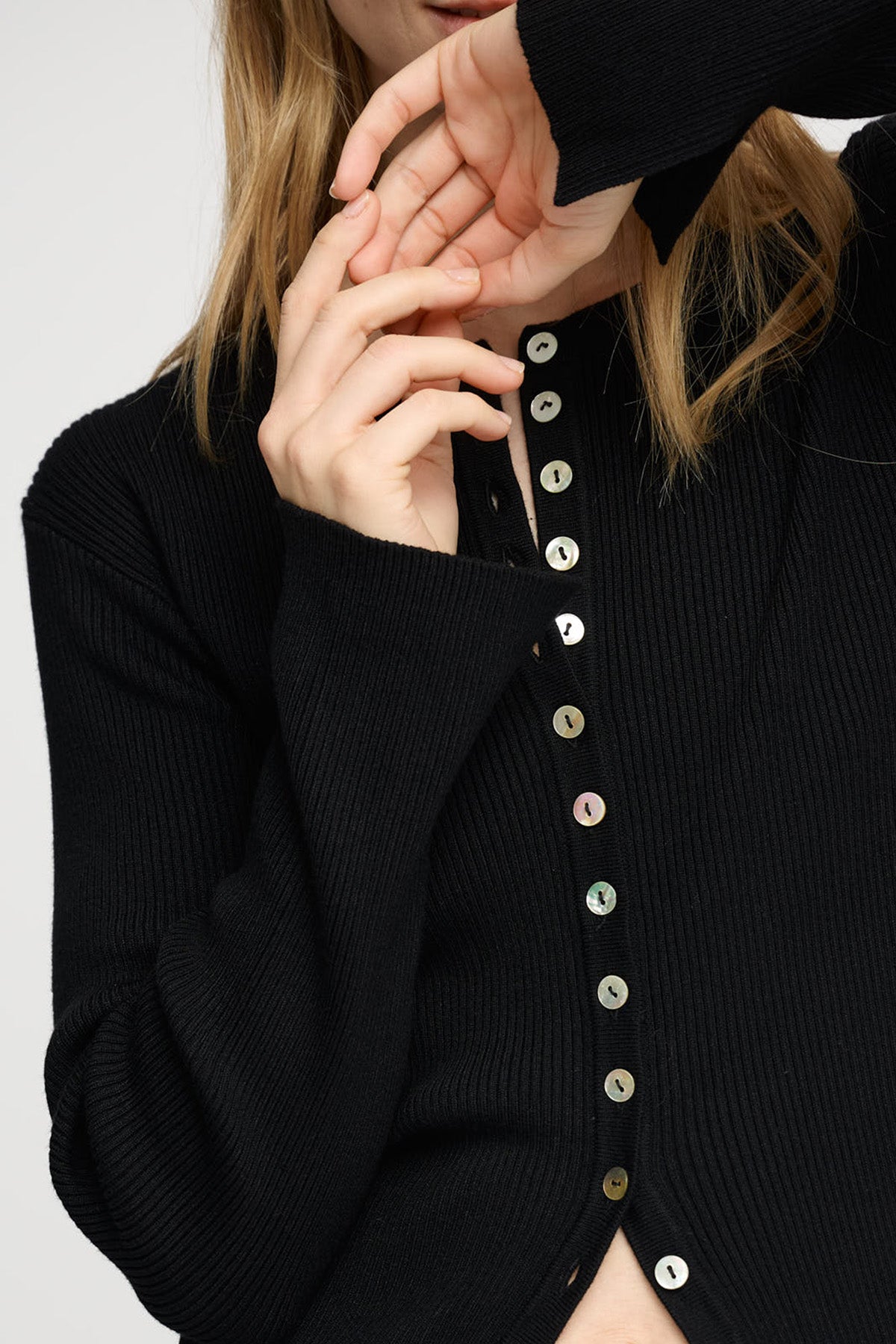 Still Rib cardigan - sort