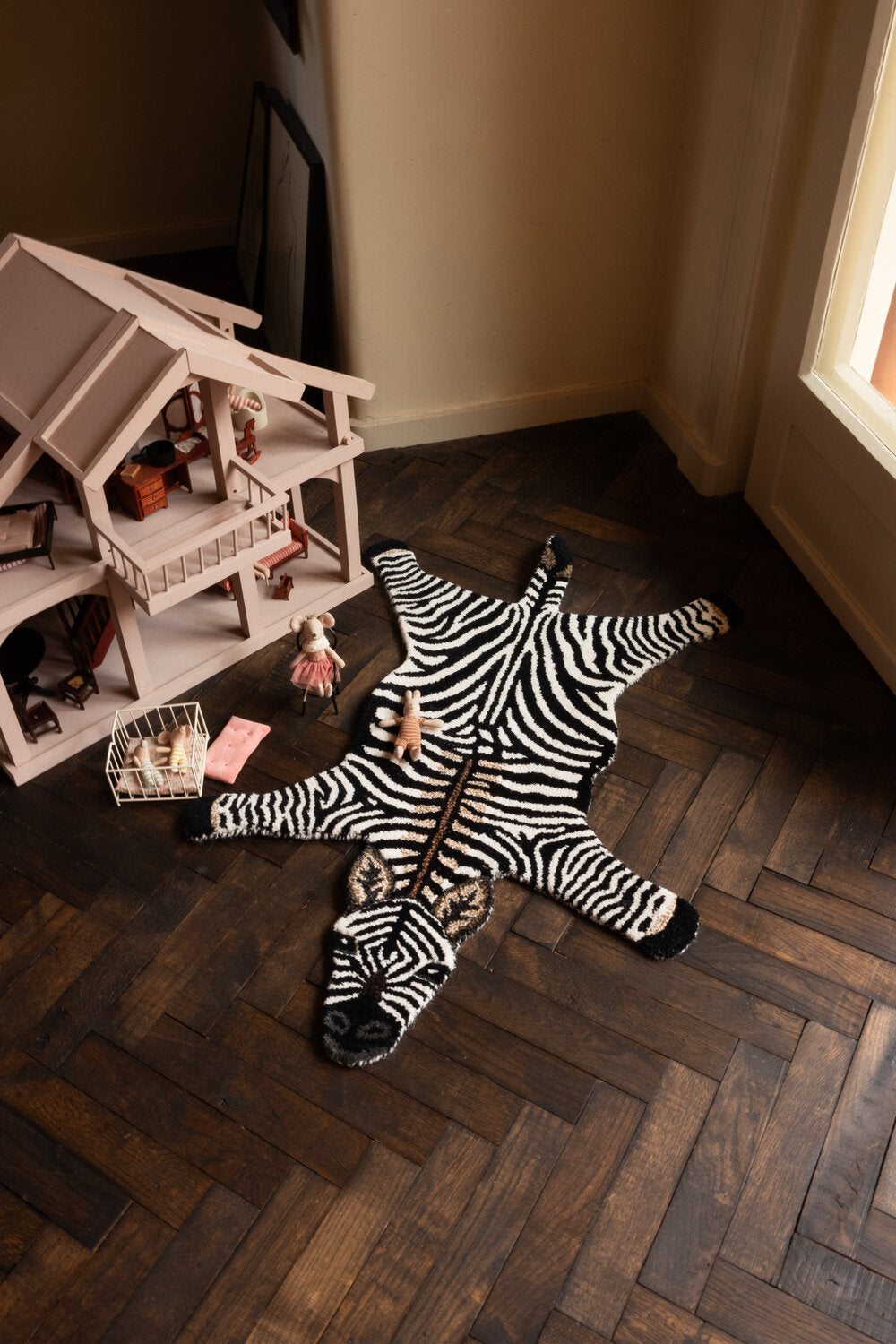 Stripey Zebra gulvtæppe, Small - Off White