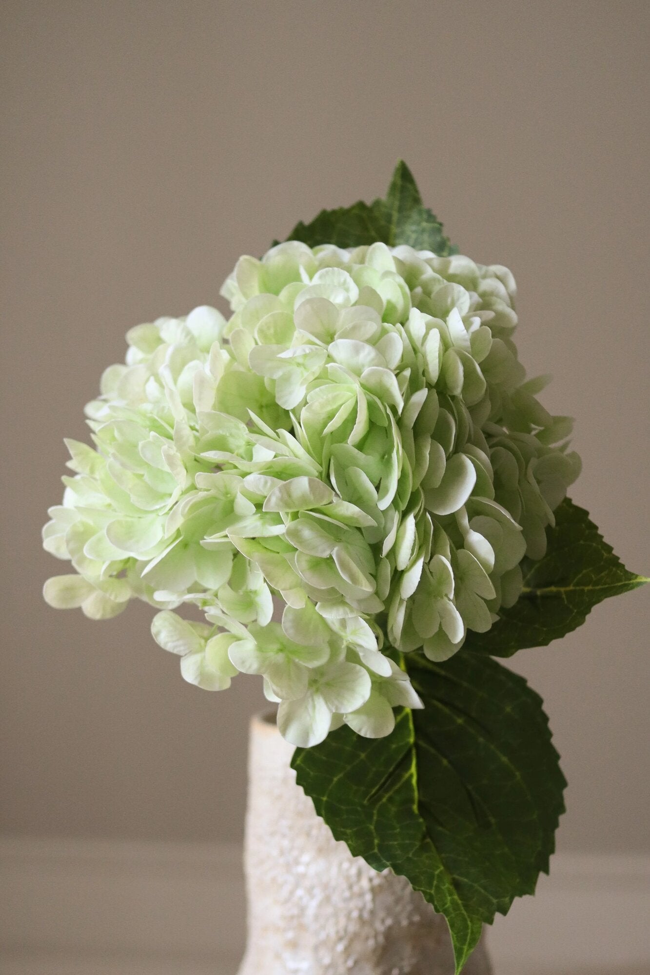 Kunstig Hortensia blomst - lys grøn