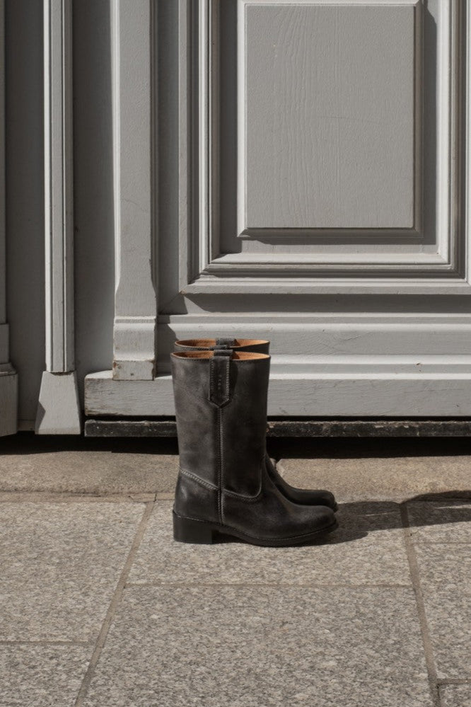 Julia Gaucho læderstøvler - Black