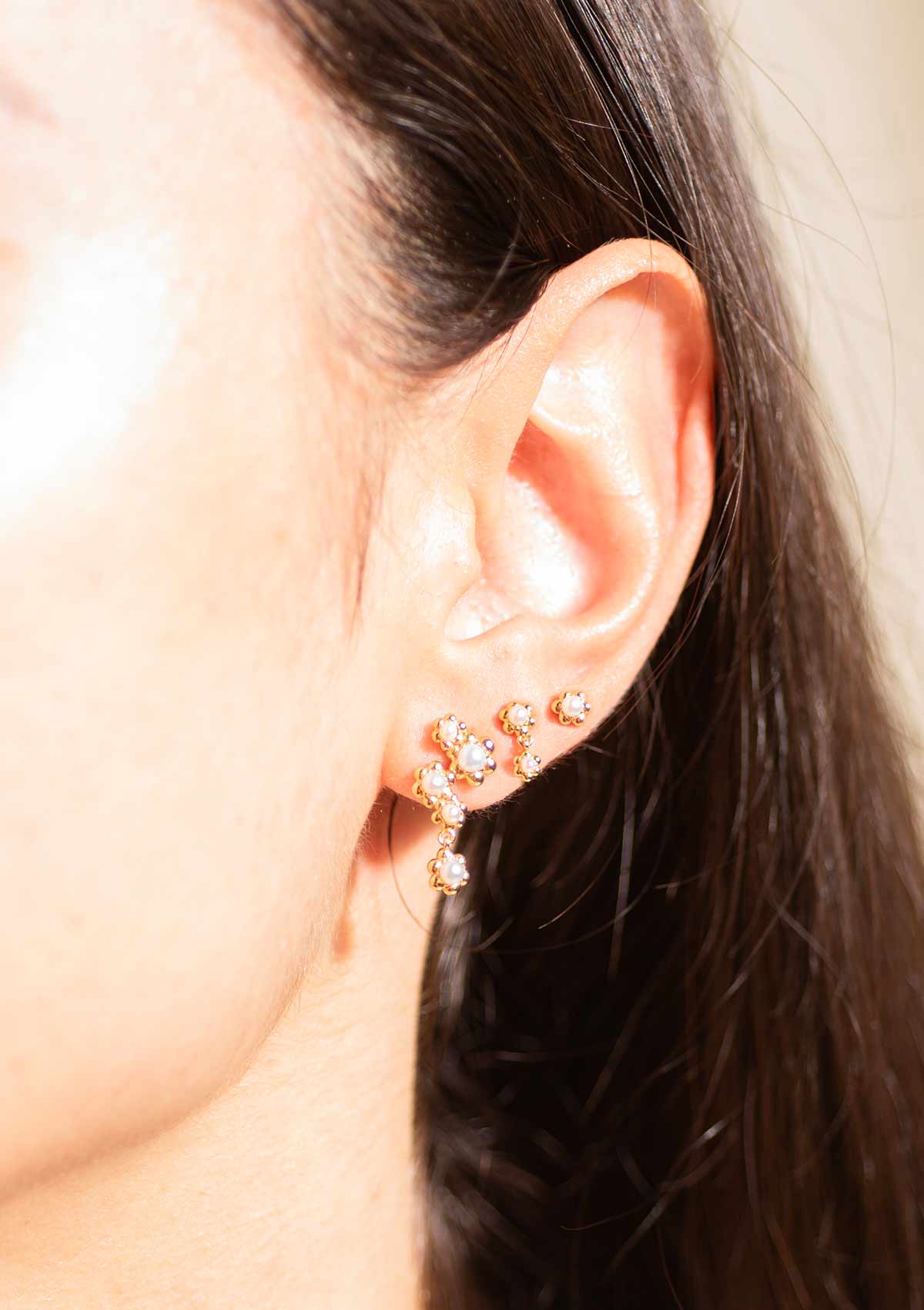 Venus bloom øreringe, 3 stk - forgyldt