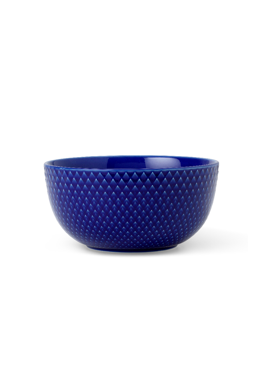 Lyngby Porcelæn Rhombe color skål, blå -  H: 6,5 cm. - Bahne