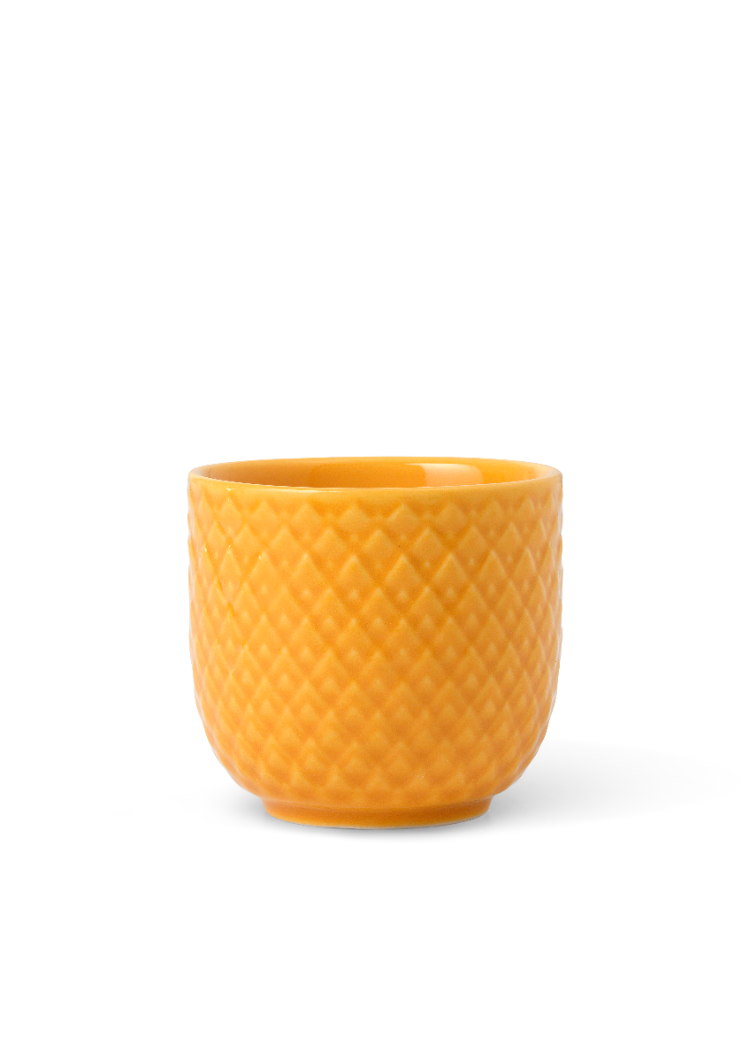 Lyngby Porcelæn Rhombe color æggebæger, gul - H: 4,5 cm. - Bahne