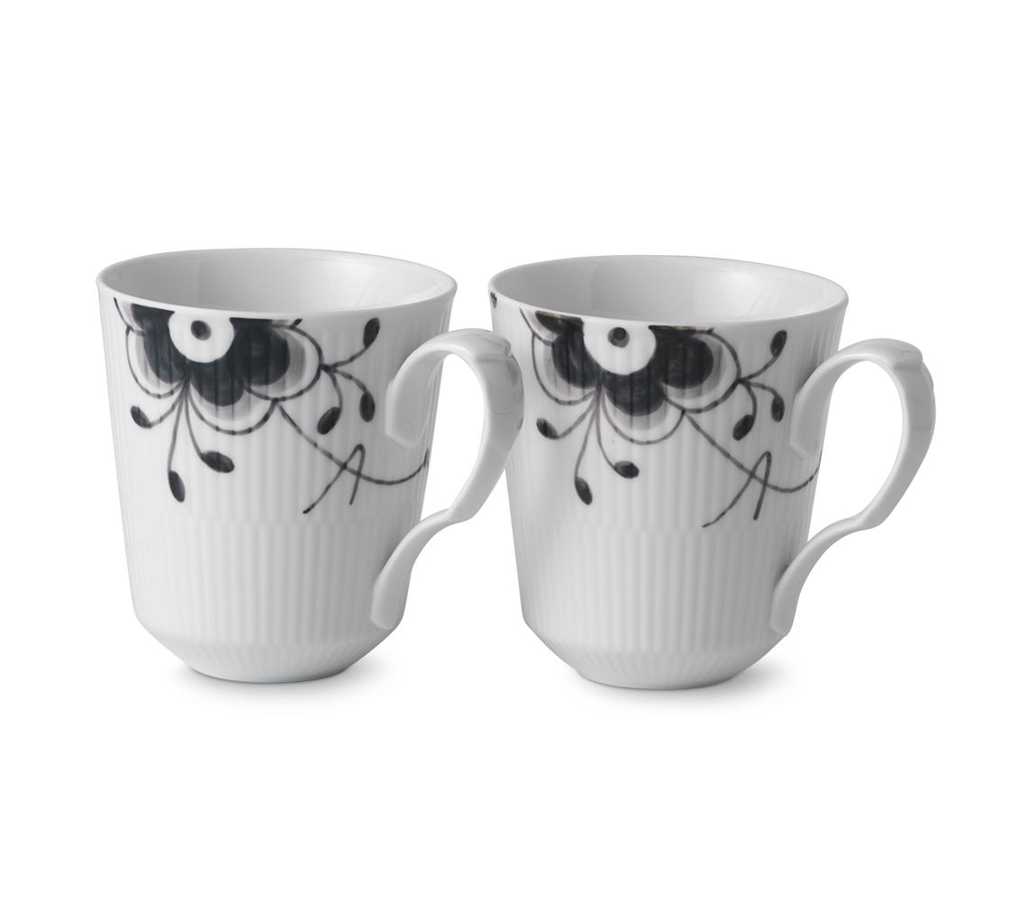 Royal Copenhagen Sort Mega riflet krus, 37 cl. - 2 stk. - Bahne