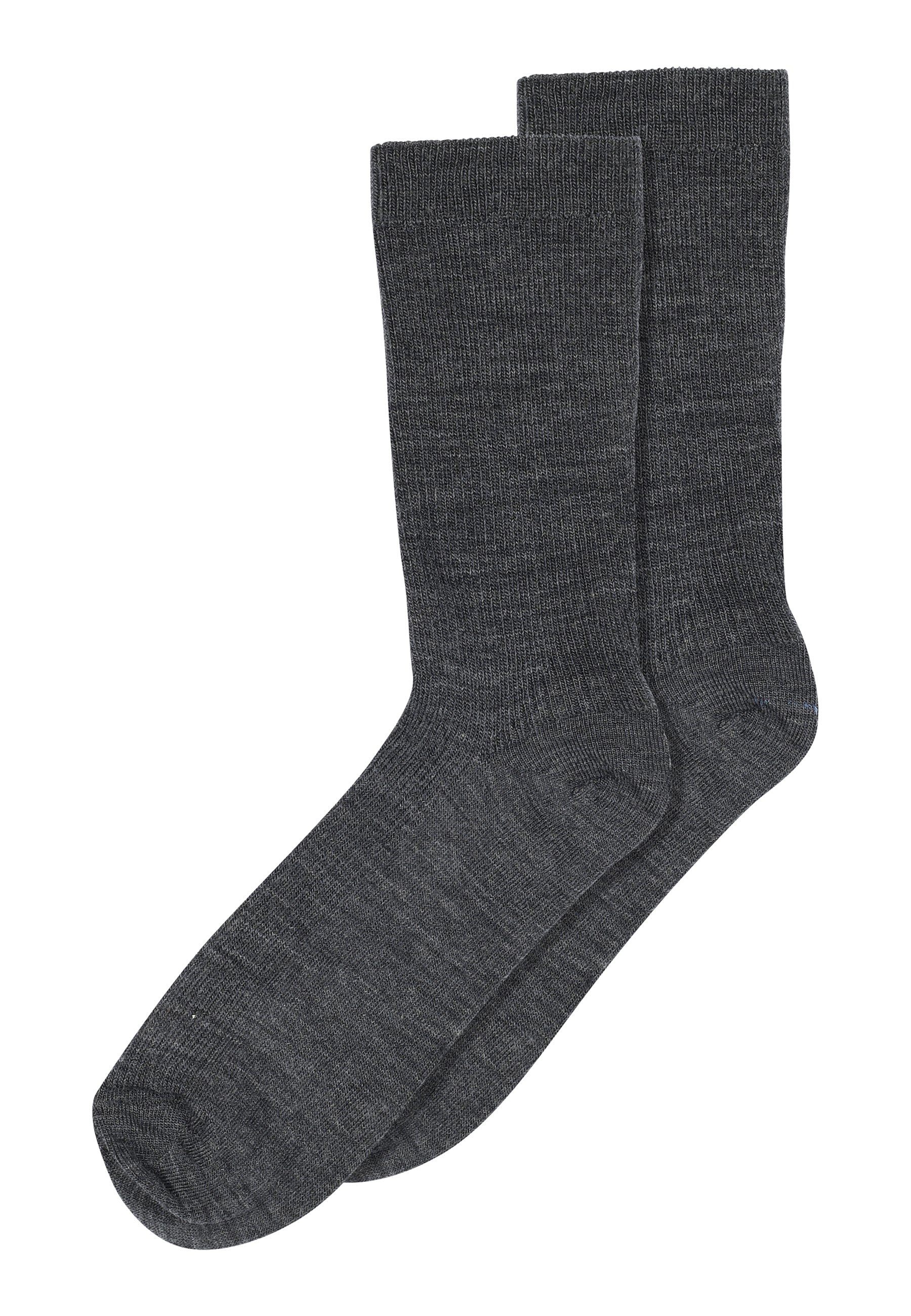 Fine Wool Rib strømper - Dark Grey Melange
