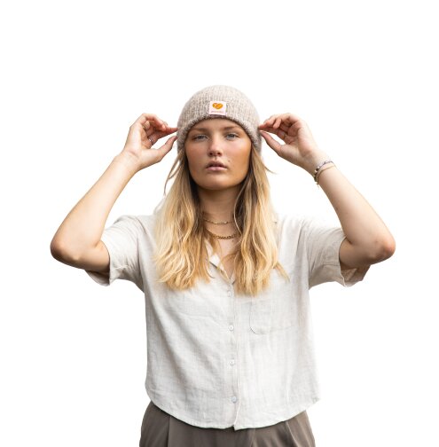 Sky Beanie strikhue - sand
