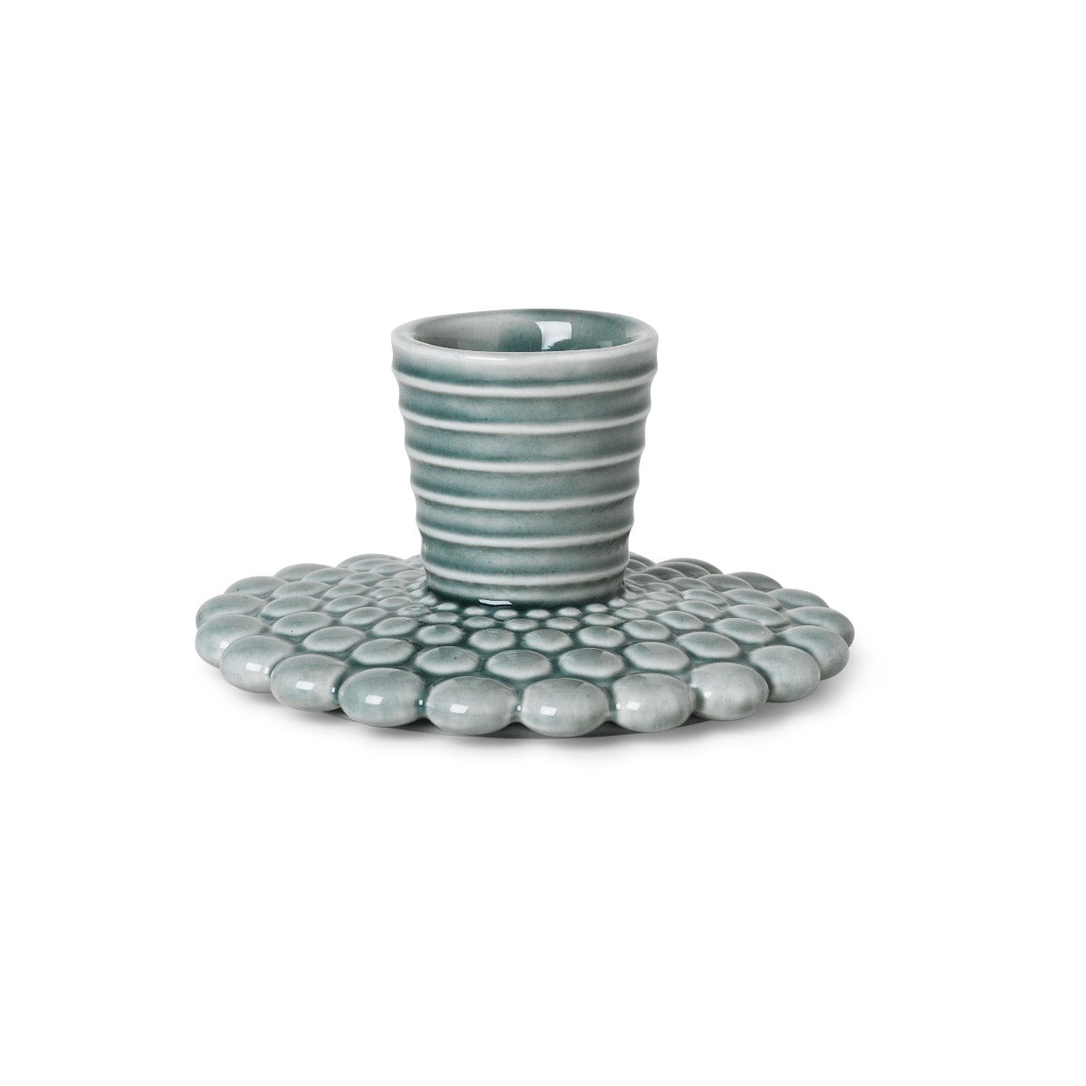 Dottir Pipanella, candlestick bubble lines, blå/grå - 8,5 cm. - Bahne