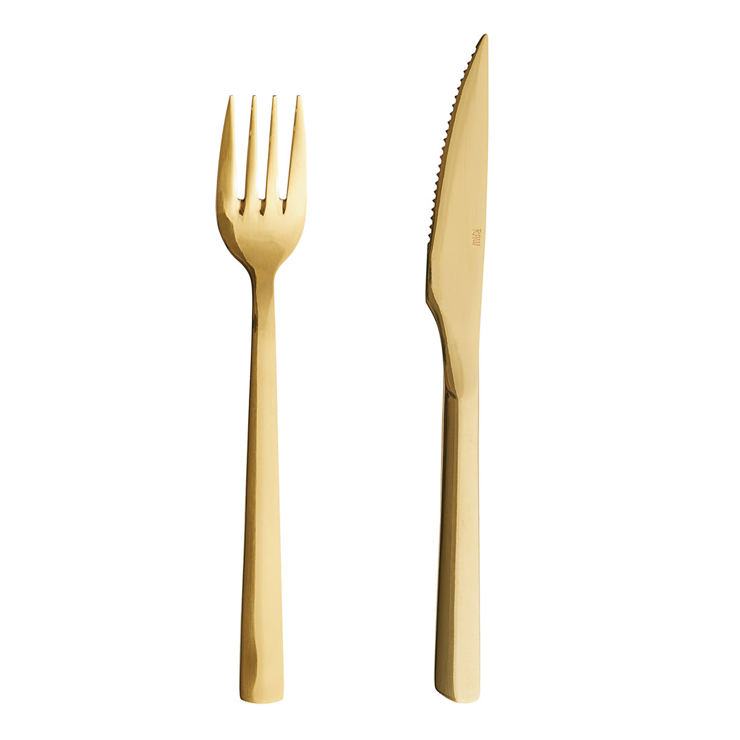 Steaksæt, 8 dele - guldfarvet