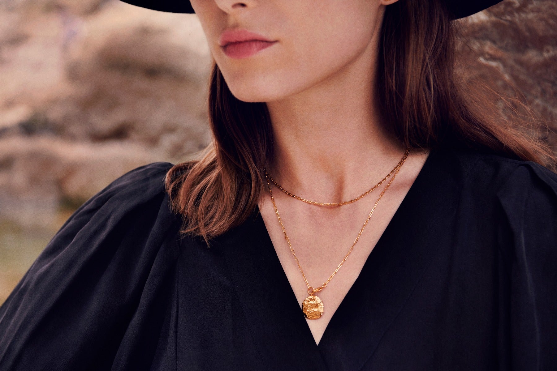 Maanesten Eva Choker Halskæde - Forgyldt - Bahne